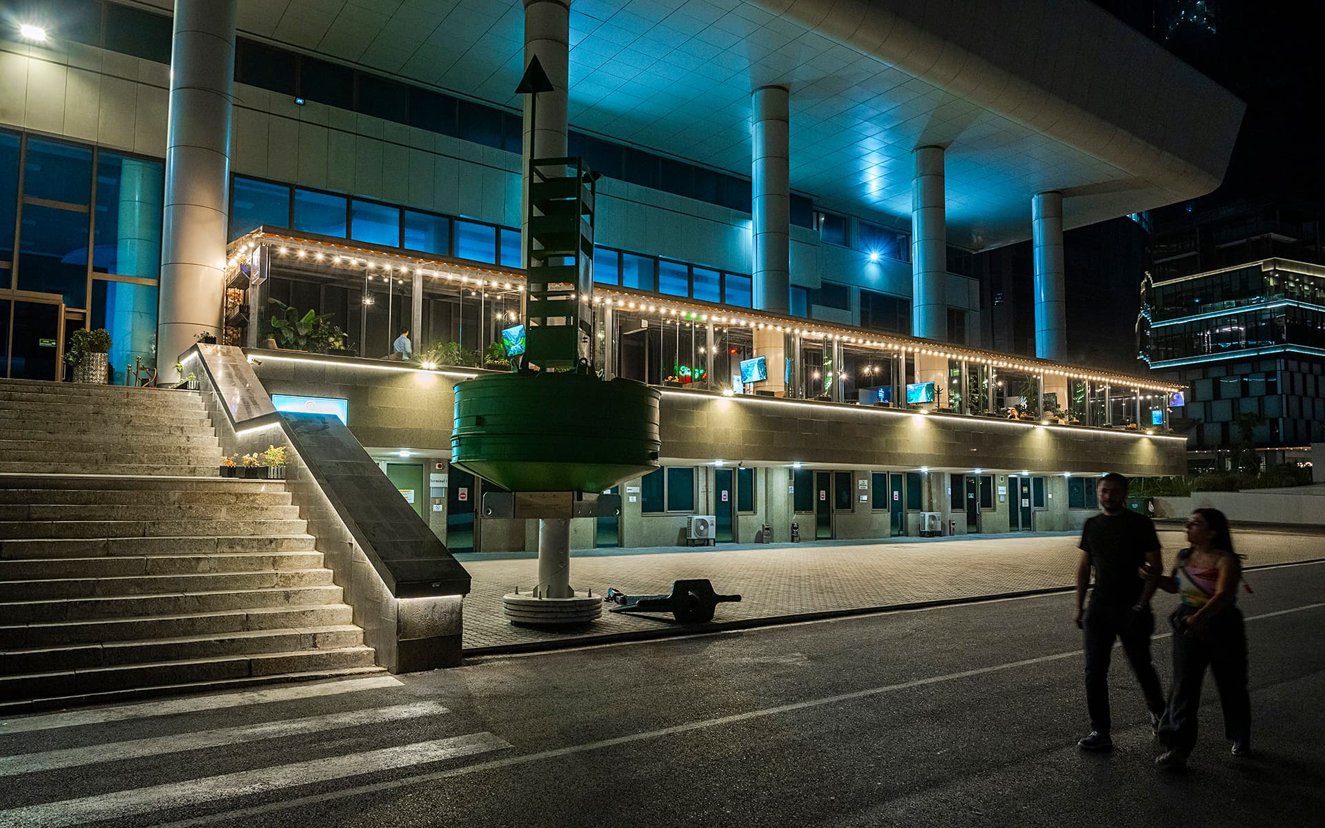 Modern commercial building at night