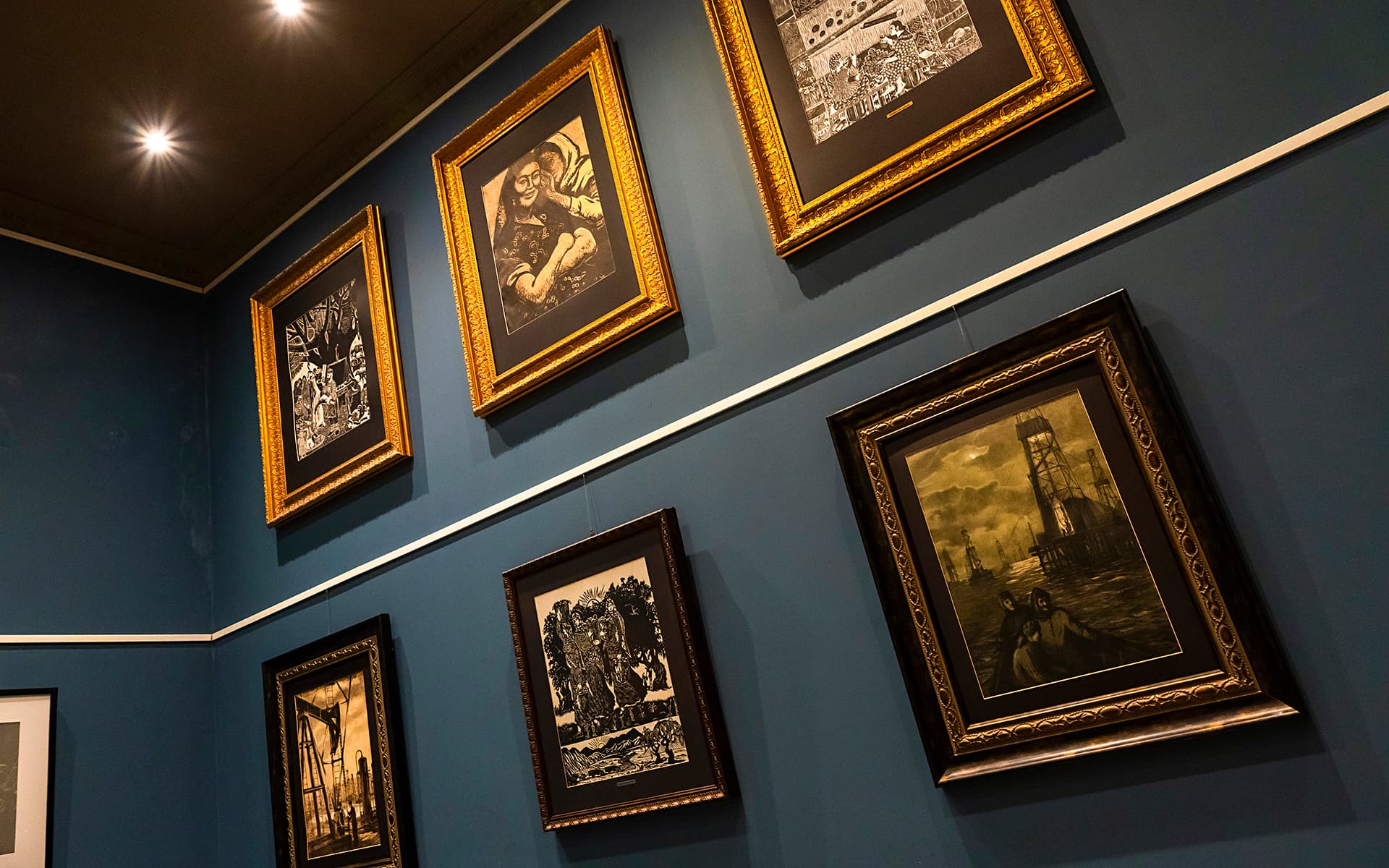 Gold framed artwork detail