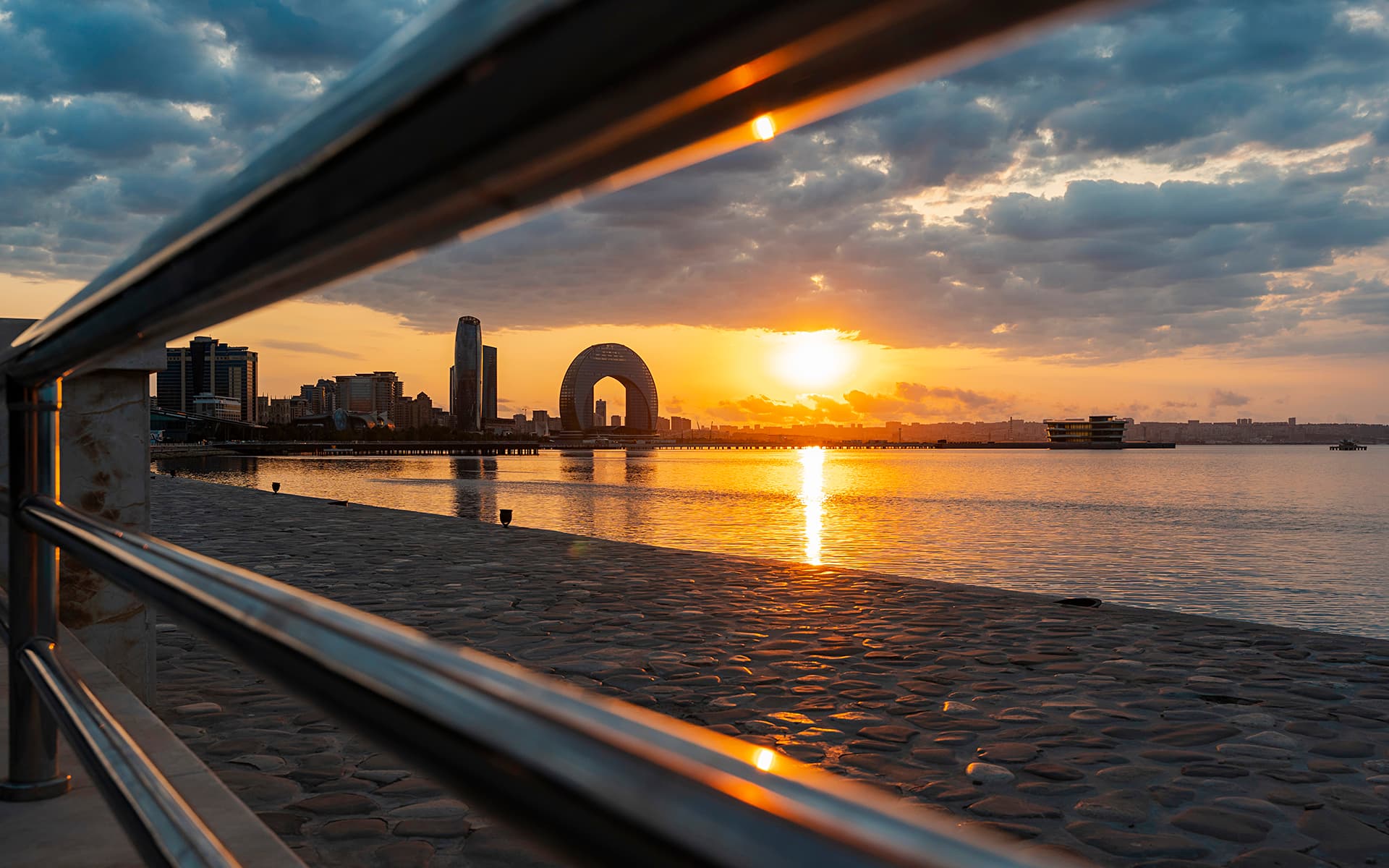 Event space with cityscape sunset view