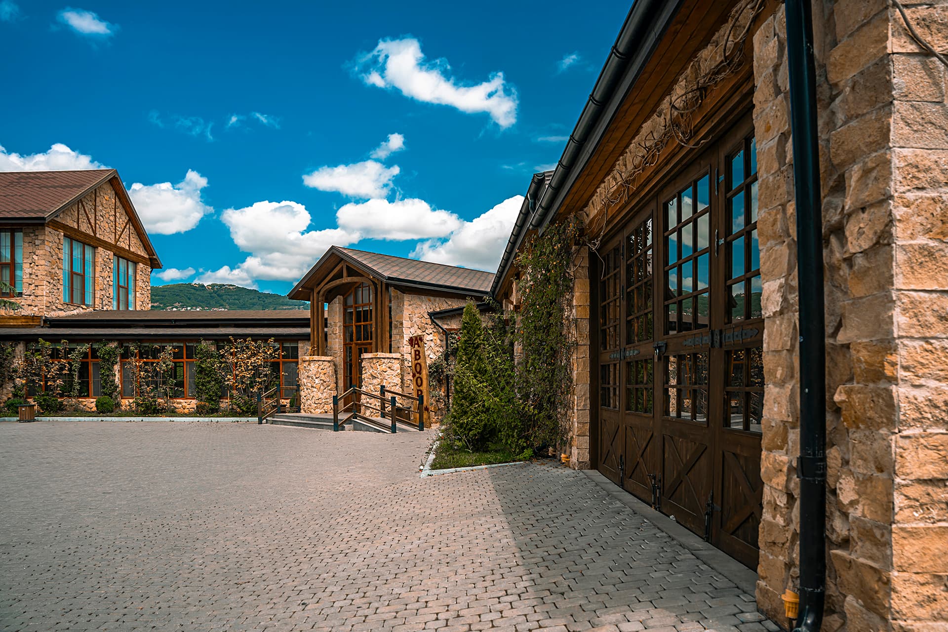 Luxury stone villa exterior